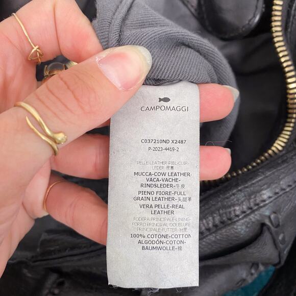 Campomaggi Edera Shoulder Bag in Black Woven Leather - Picture 10 of 10